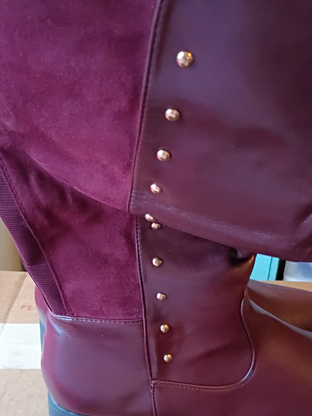 Women's Tall Stud-Accent Burgundy Boot Jacket